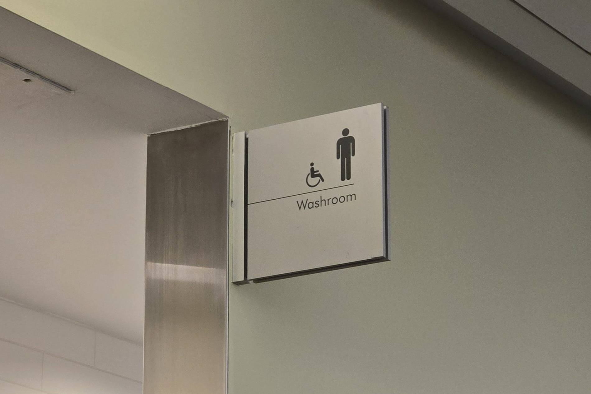 Men's washroom sign at the University of Guelph-Humber