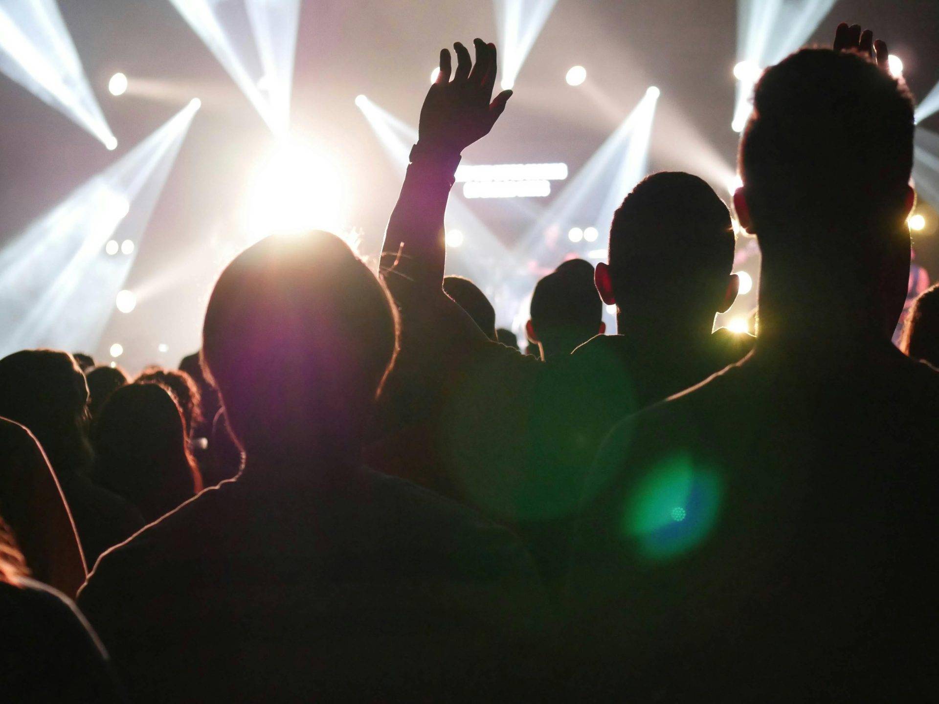 Concert photo with fans singing song