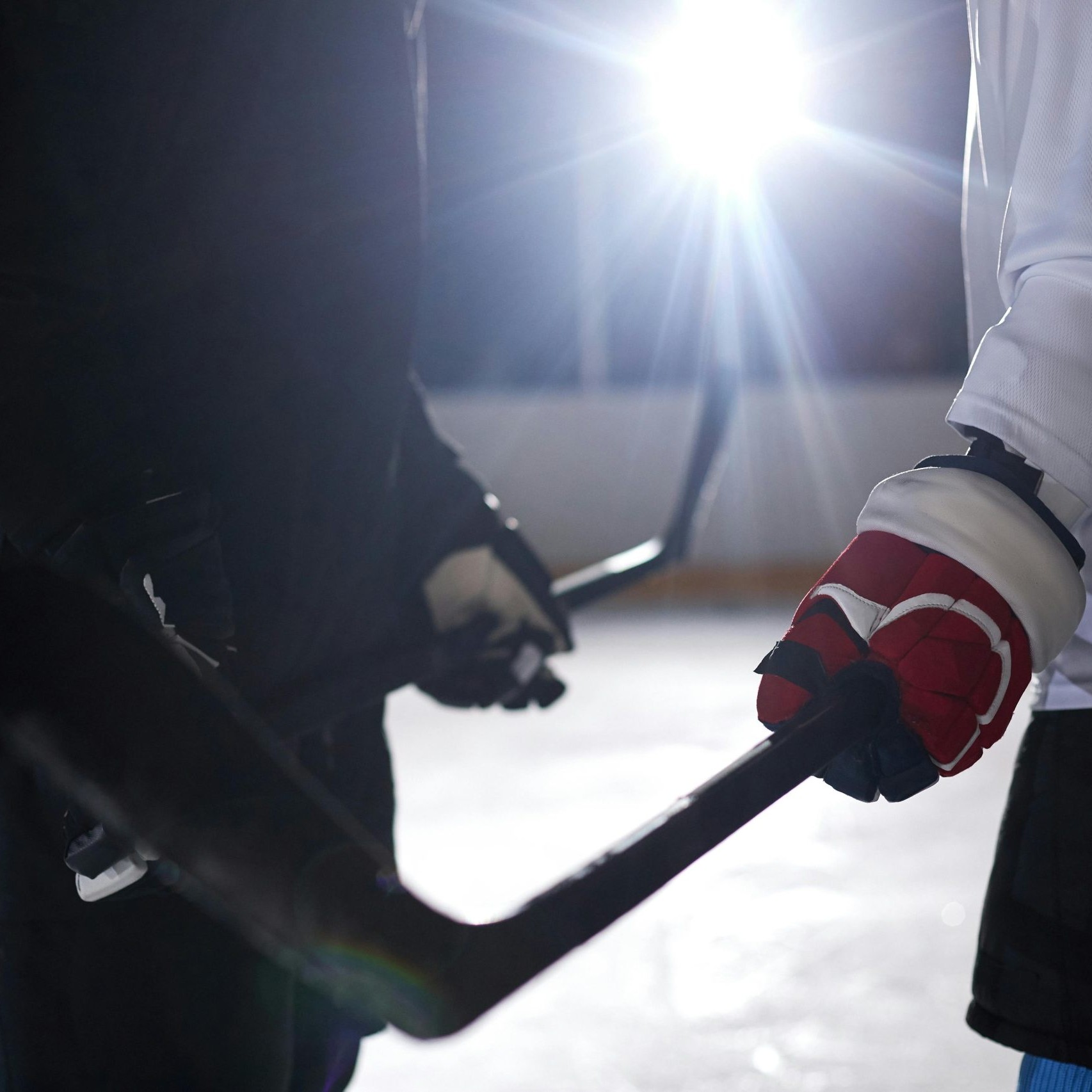 hockey players facing off