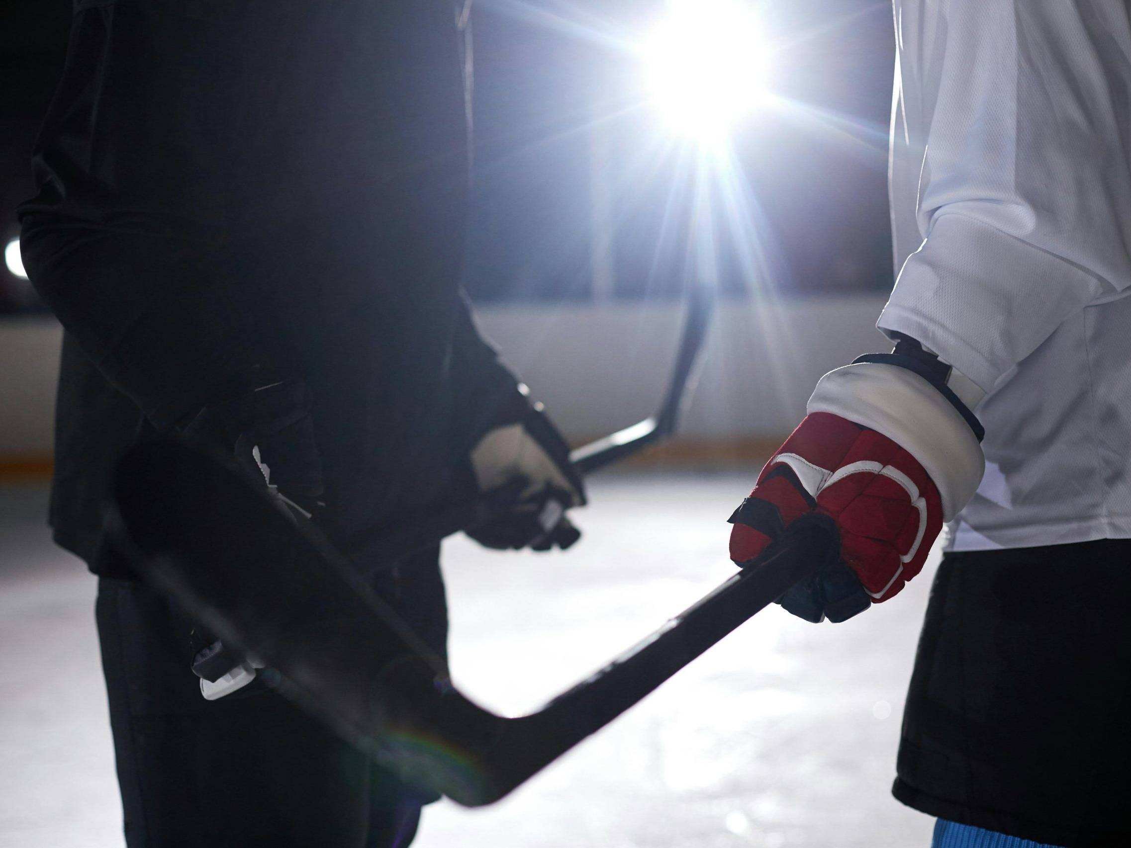 hockey players facing off