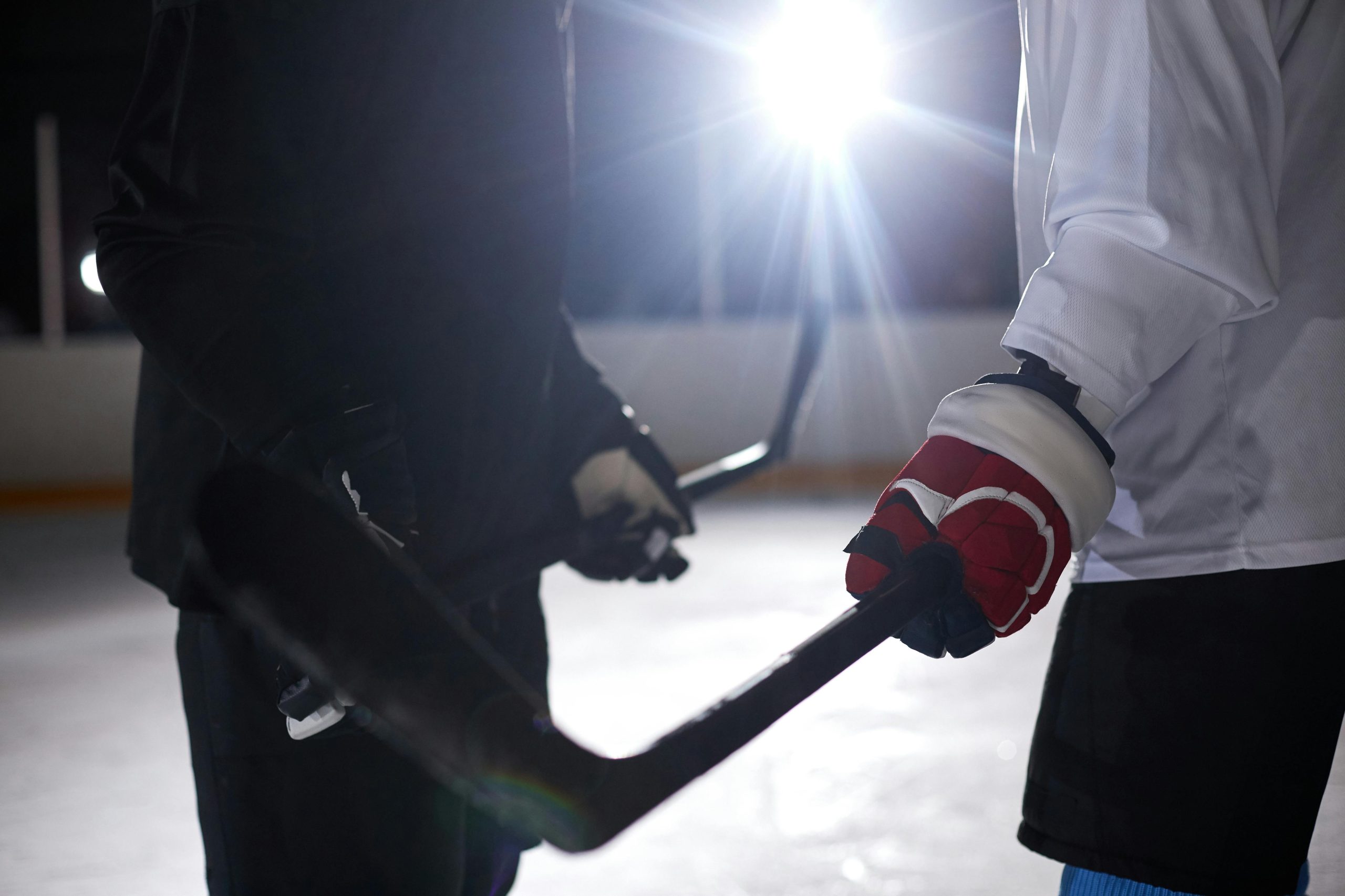 hockey players facing off